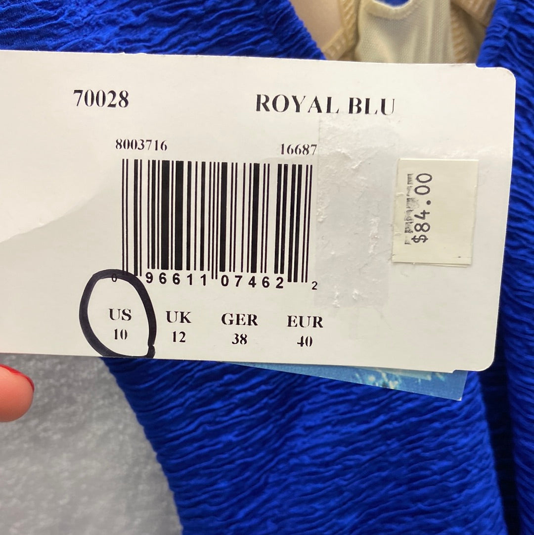 Penbrooke Royal Blue Krinkle One Piece V Back Suit Size 10