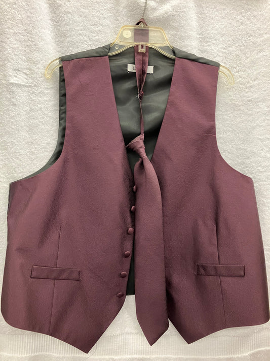 Large Purple Patterned Vest and Tie