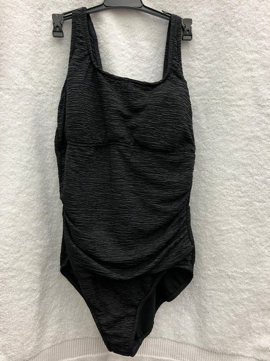 Penbrooke Krinkle Black One Piece Empire Tank Suit Size 18W