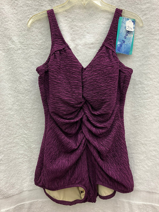 Penbrooke Krinkle Eggplant Purple One Piece Suit Size 20W