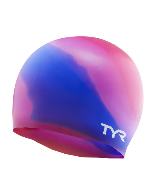 TYR Orange/Purple Multi Color Silicone Swim Cap