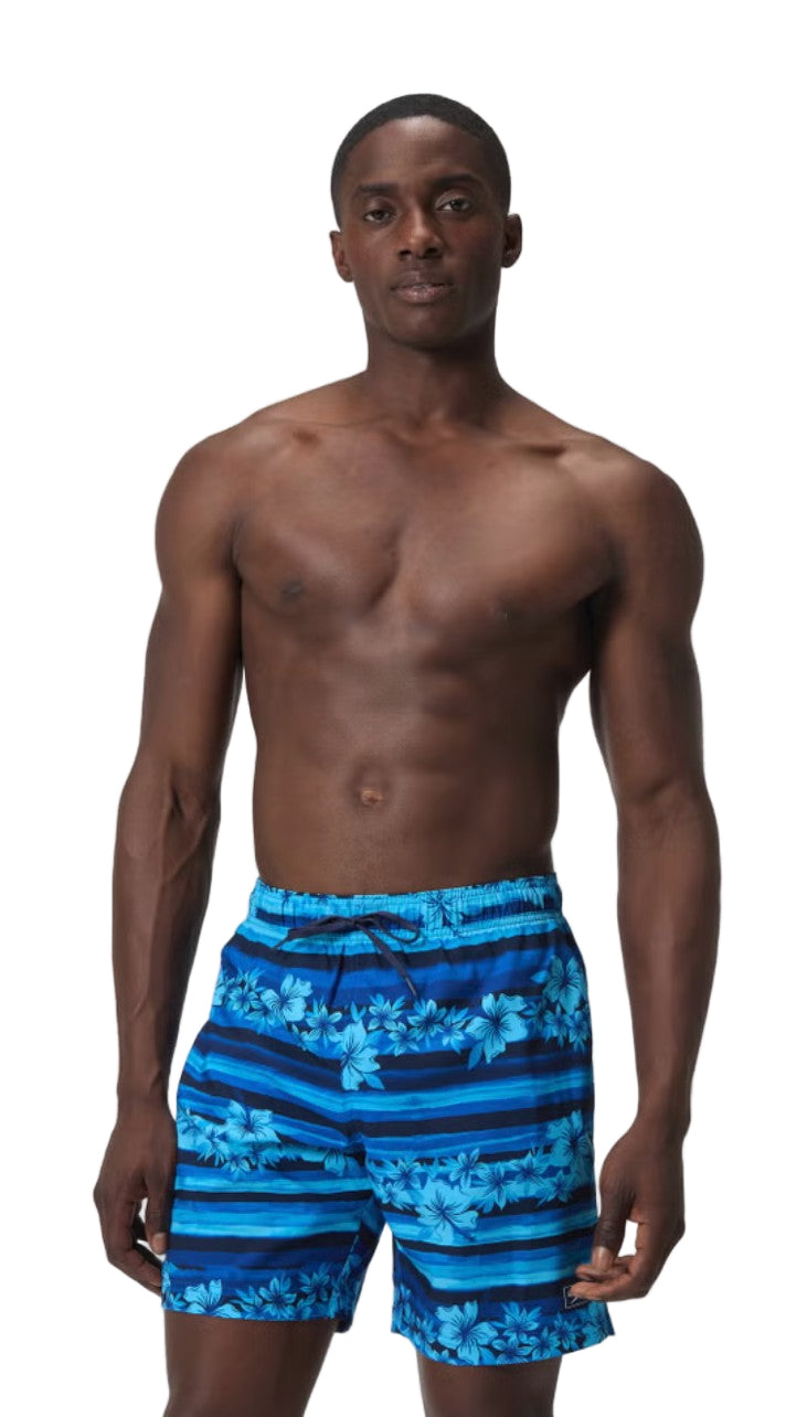 Speedo Men's Blue Print Redondo Volley 18" Swim Trunks