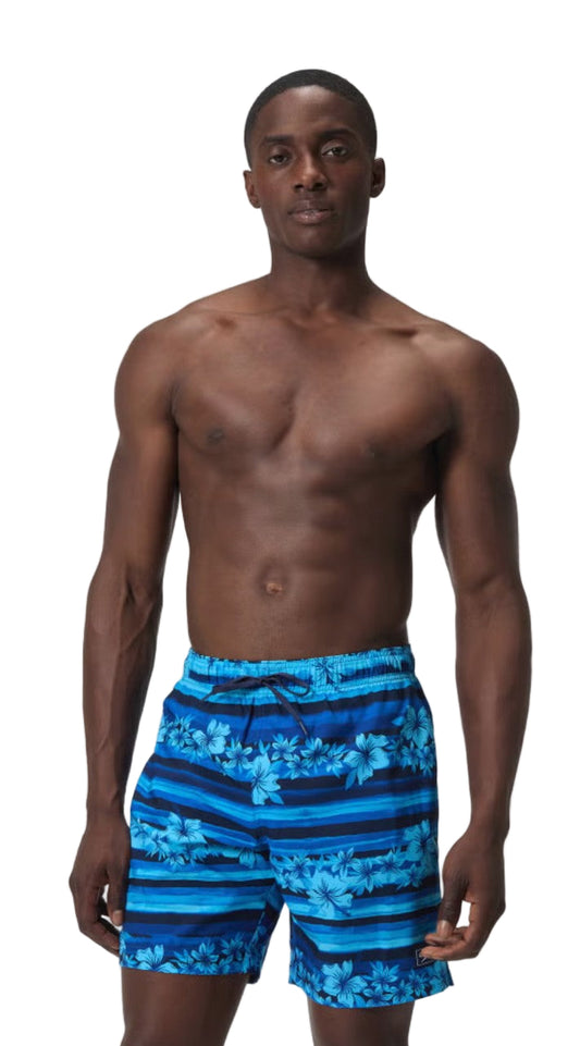 Speedo Men's Blue Print Redondo Volley 18" Swim Trunks