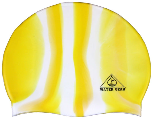Water Gear Yellow/White Jazz Silicone Swim Cap