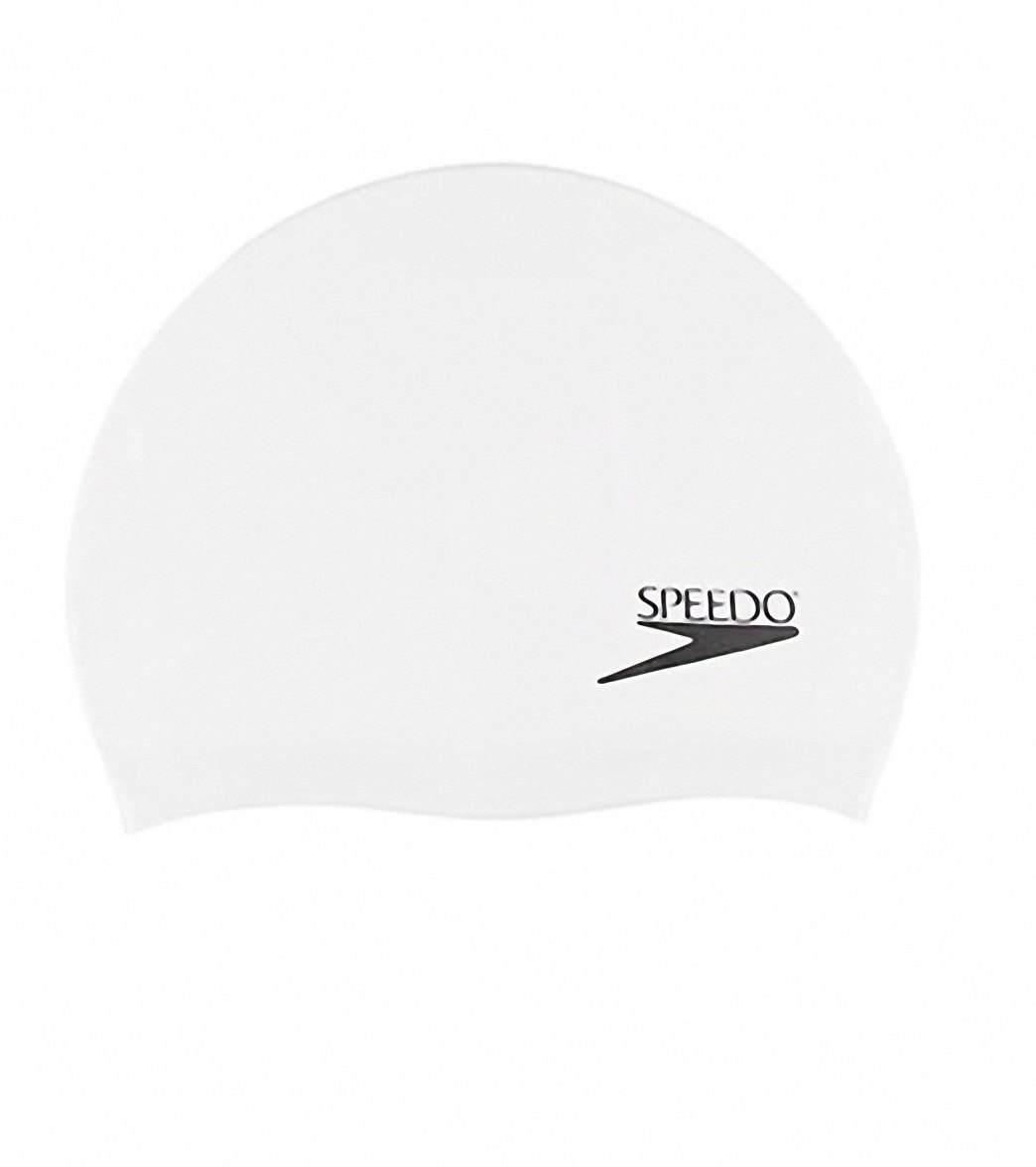 Speedo White Elastomeric Silicone Swim Cap
