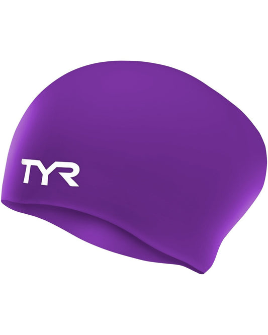 TYR Purple Long Hair Wrinkle Free Silicone Swim Cap