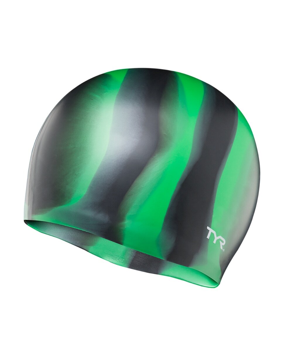 TYR Black/Green Multi Color Silicone Swim Cap