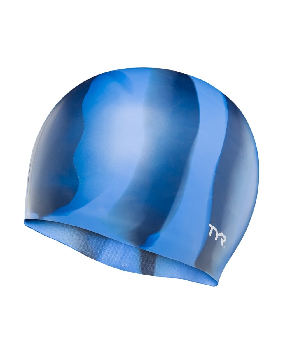 TYR Blue Multi Color Silicone Swim Cap