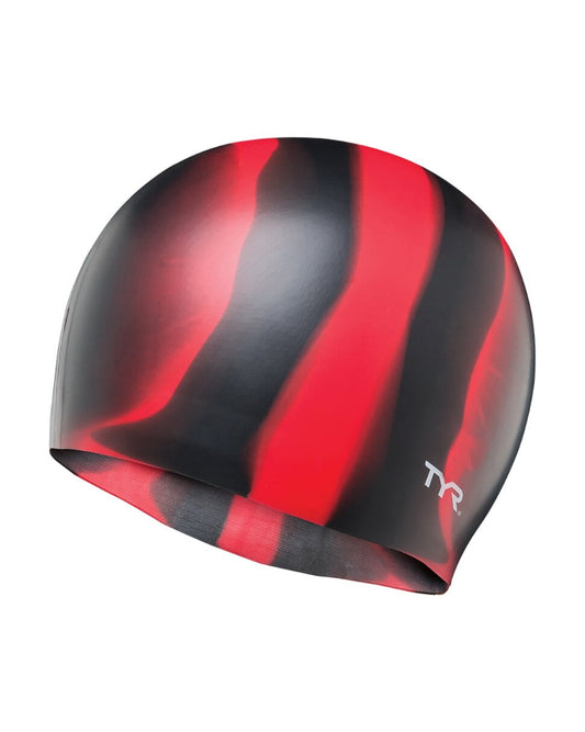 TYR Black/Red Multi Color Silicone Swim Cap