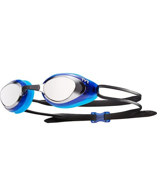 TYR Silver/Blue Black Hawk Racing Mirrored Performance Goggle