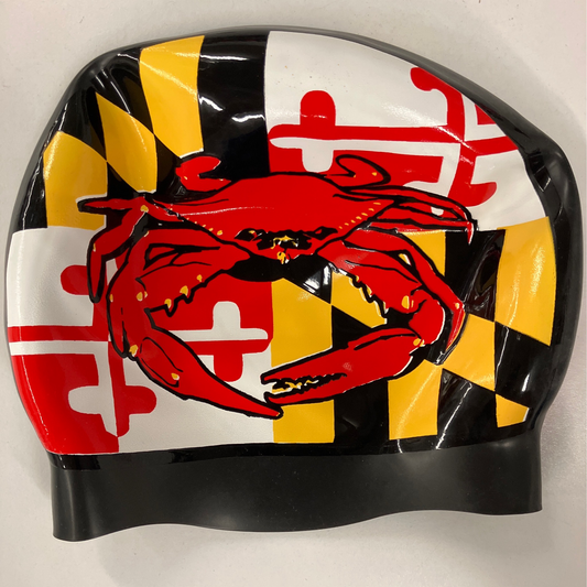 Maryland Crab/Flag Swim Cap