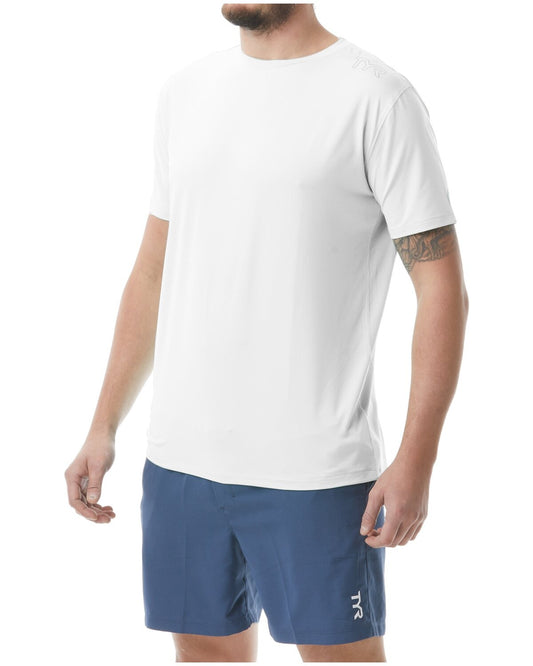 TYR L White Men's Short Sleeve Sun Shirt