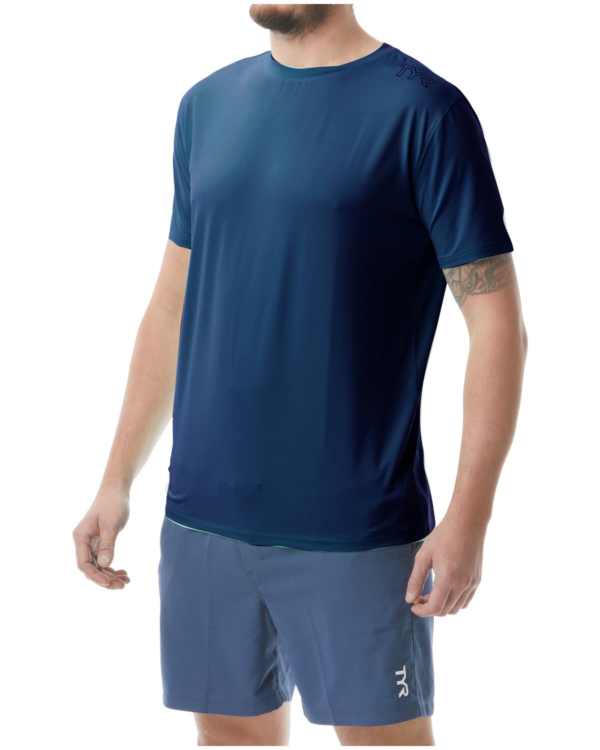 TYR 2XL Navy Men's Short Sleeve Sun Shirt