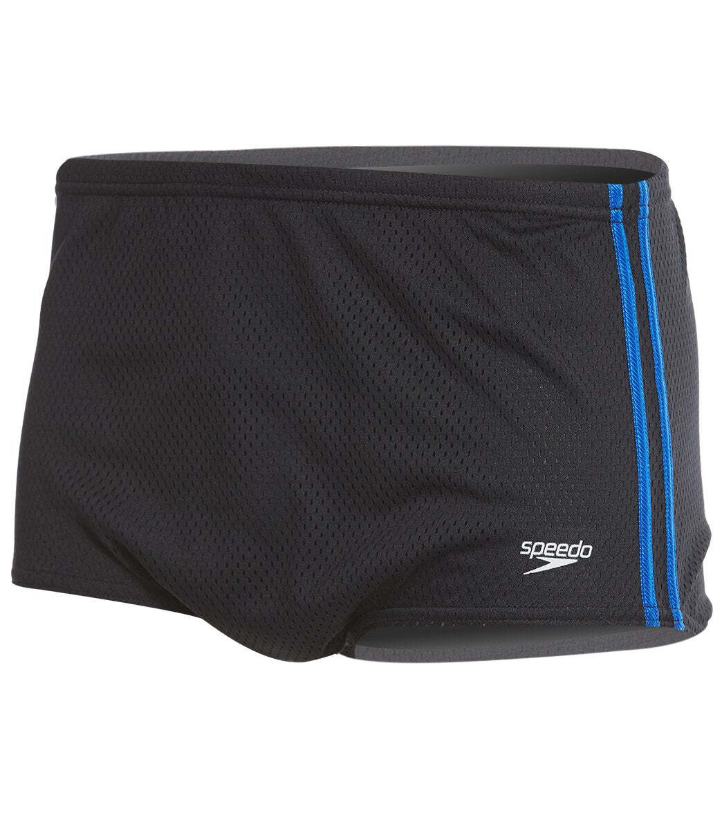 Speedo Black/Blue Size 30 Poly Mesh Square Leg Swimsuit