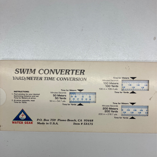 Water Gear Swim Converter Yard/Meter Time Conversion