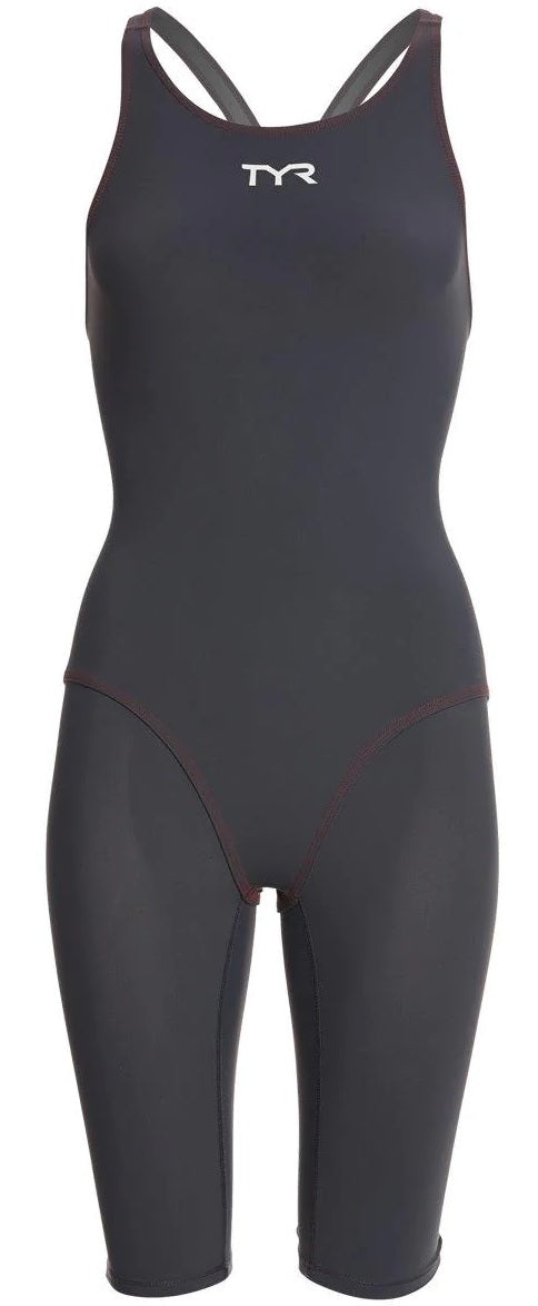 TYR Women's Size 28 Grey/Red Thresher Open Back Tech Suit