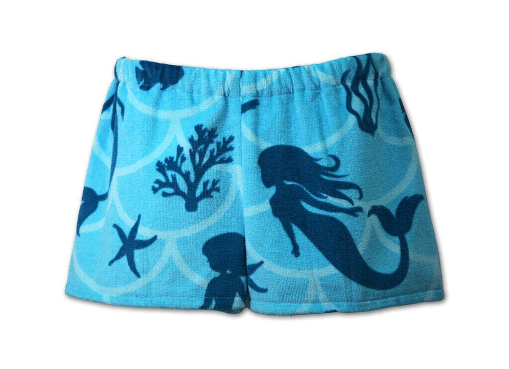Large Blue Mermaid Towel Shorts