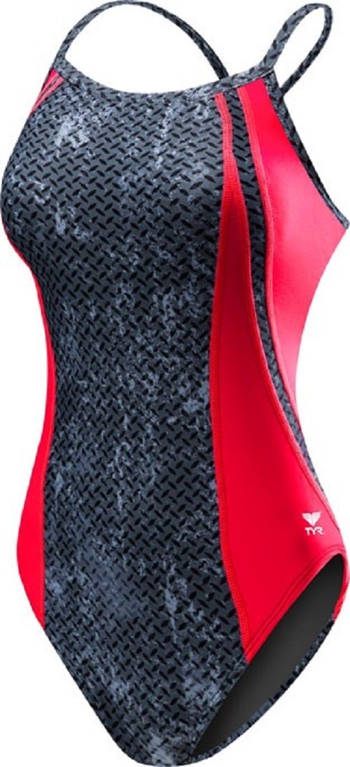 TYR Women's Black/Red Viper Diamondfit One Piece Swimsuit Size 26