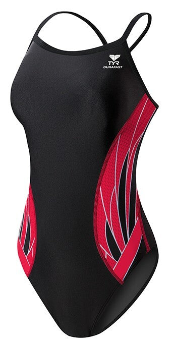 TYR Women's Black/Red Phoenix Diamondfit One Piece Swimsuit Size 28