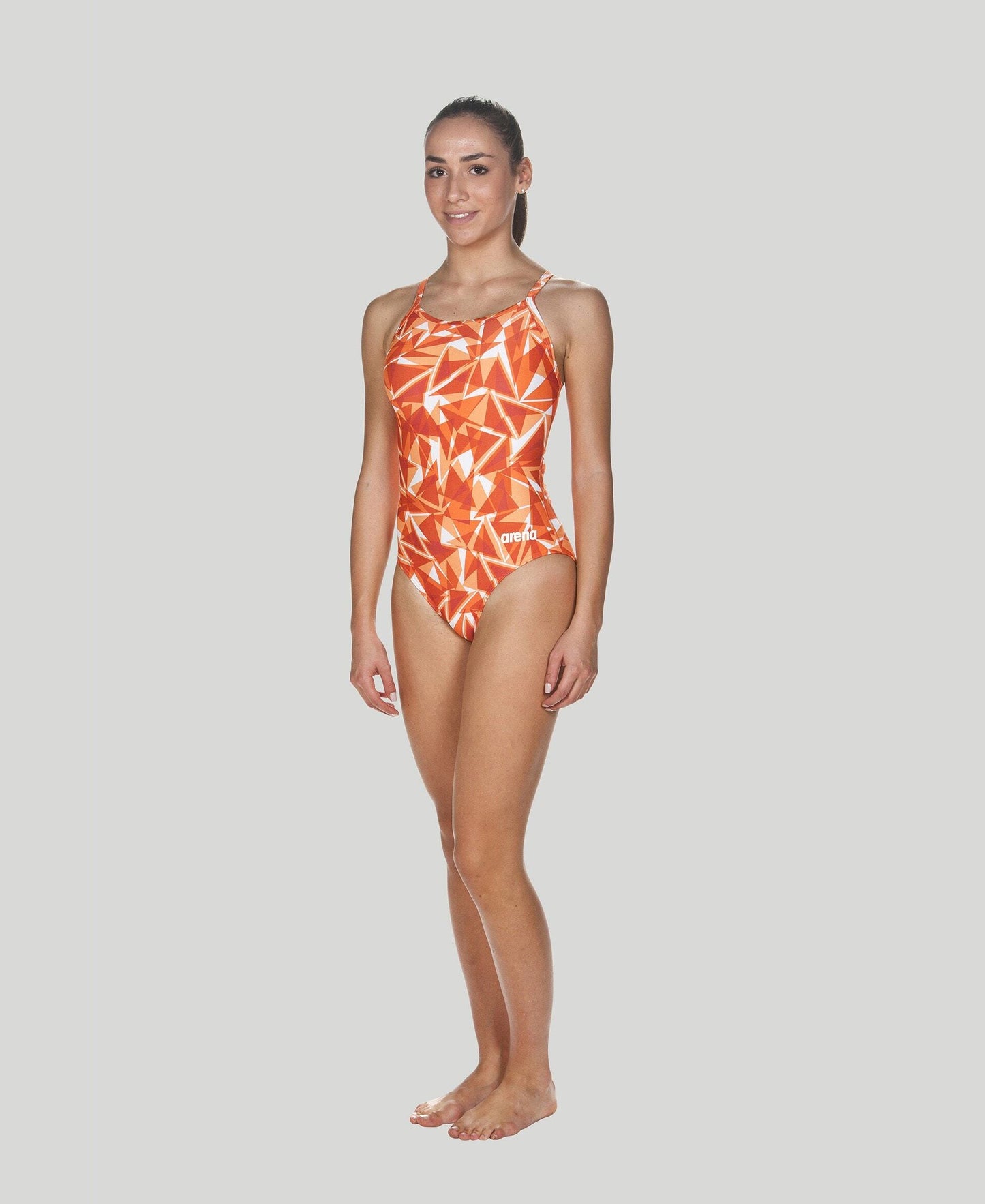 Arena Women's Orange Shattered Glass Light Drop One Piece Swimsuit Size 30