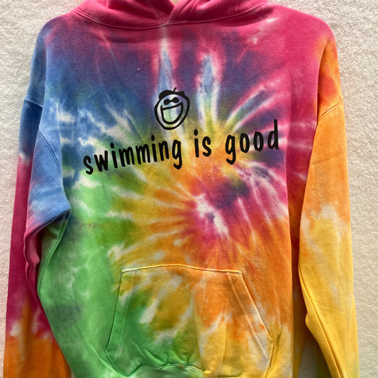 Youth Large Long Sleeve Multi Color Tye Dye Pullover Swimming Is Good