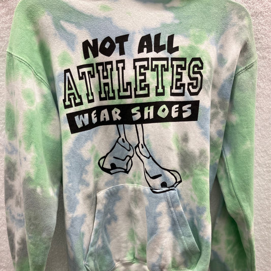 Youth Large Not All Athletes Wear Shoes Long Sleeve Multi Color Tye Dye Pullover