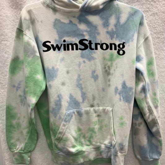 Youth Large Swim Strong Multi Color Tye Dye Long Sleeve Pullover