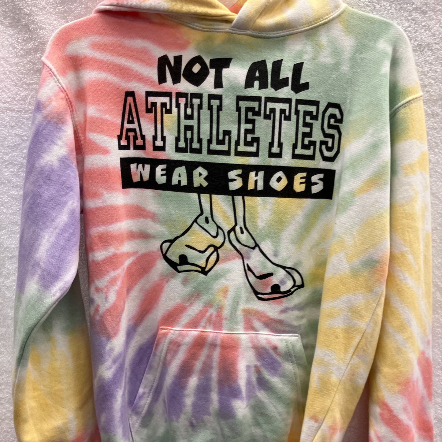 Youth Large Not All Athletes Wear Shoes Multi Color Tye Dye Long Sleeve Pullover