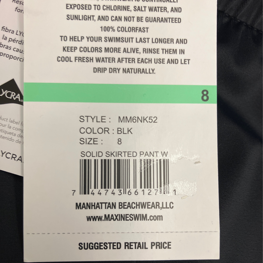 Maxine Womens 8 Black Solid Skirted Pant W