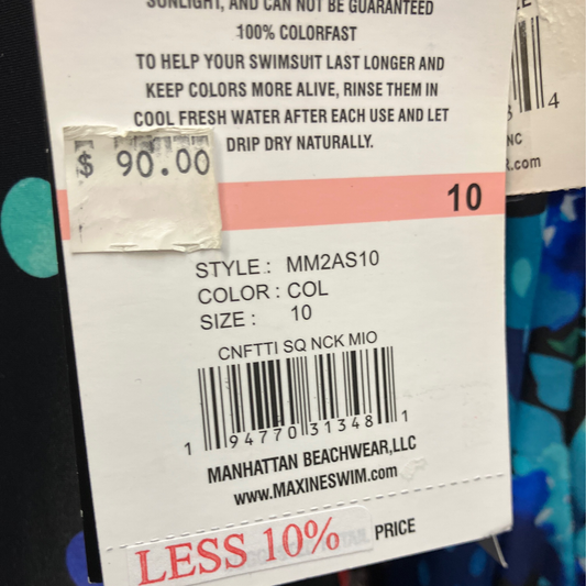Maxine Womens Polyester 10 Cobalt Confetti Square Neck MIO Swim Suit