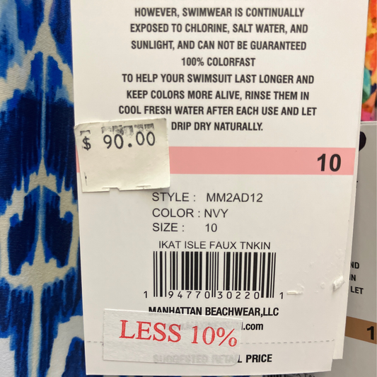 Maxine Womens Polyester 10 Navy IKAT ISLE Faux Tankini