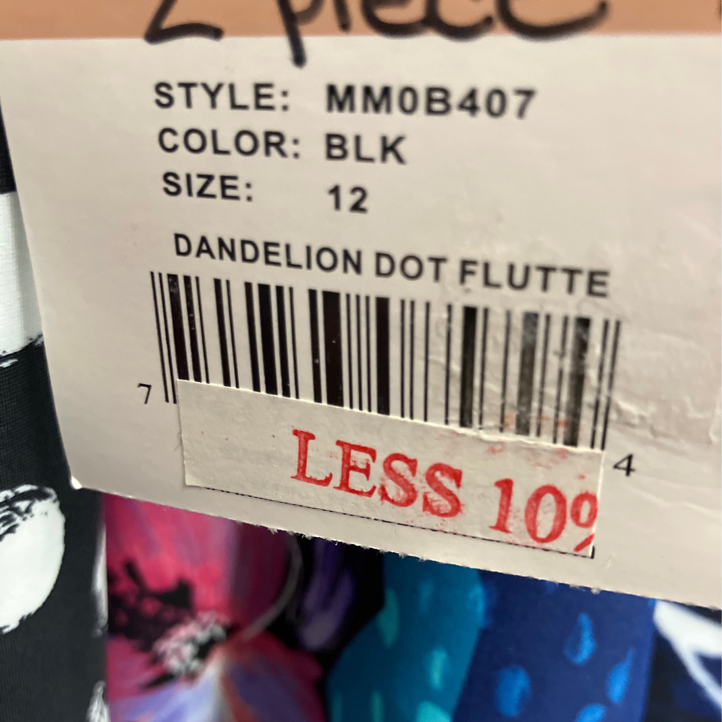 Maxine Womens Black 12 Two Piece Dandelion Dot Flutte Swim Suit