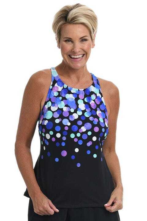 Maxine Tankini Two Piece Confetti High Neck Cross Back Size 14