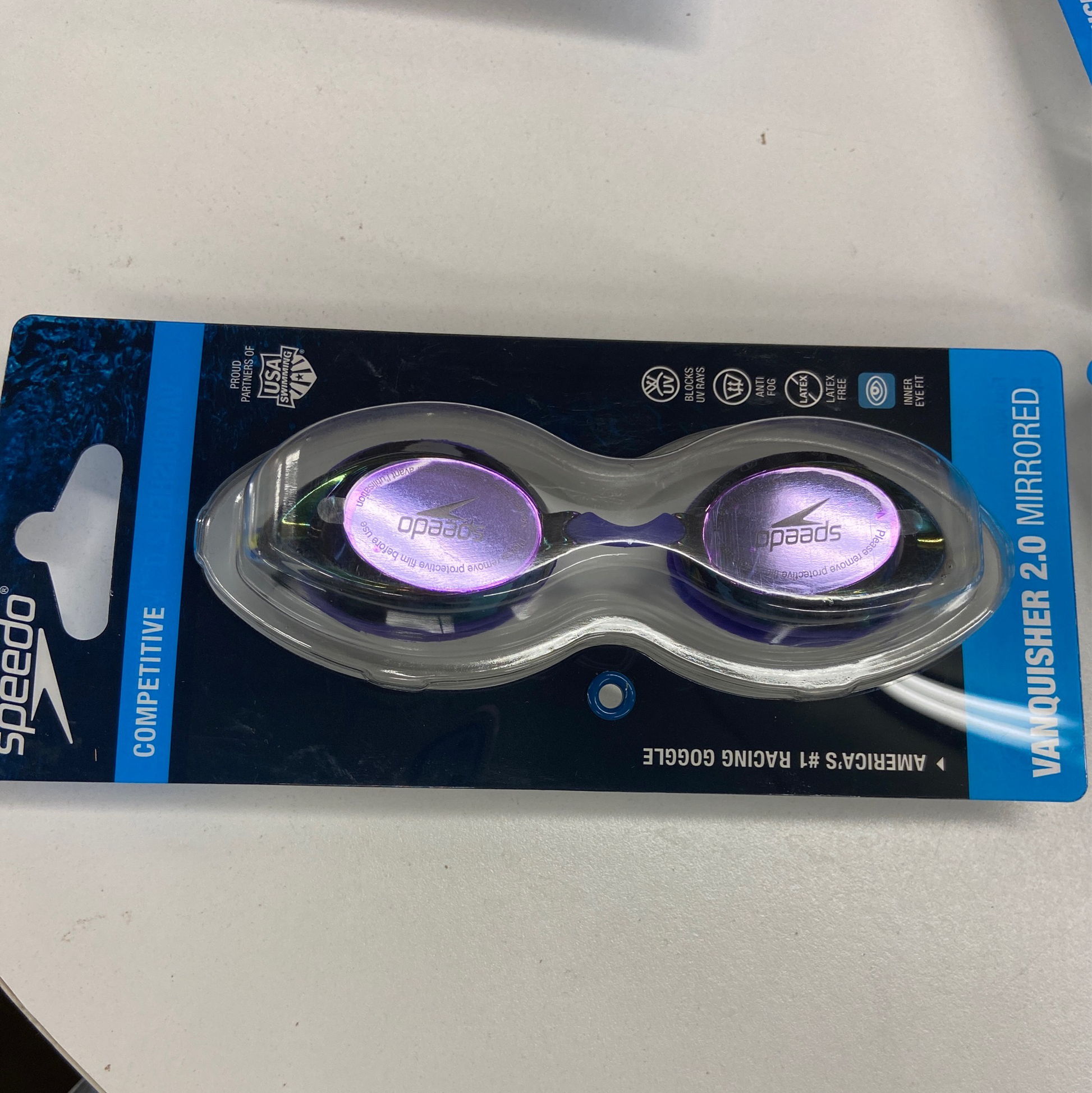 Speedo Dazzling Blue Vanquisher 2.0 Mirrored Goggle – Cy's Swim and Tuxedos