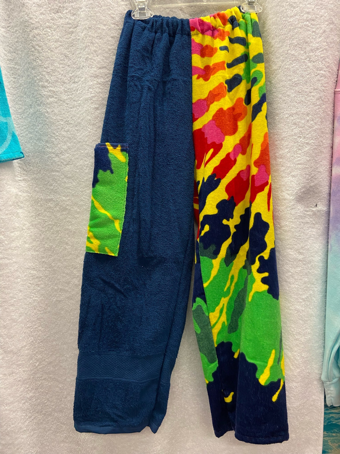 Small Navy Tye Dye Multicolor Towel Pants