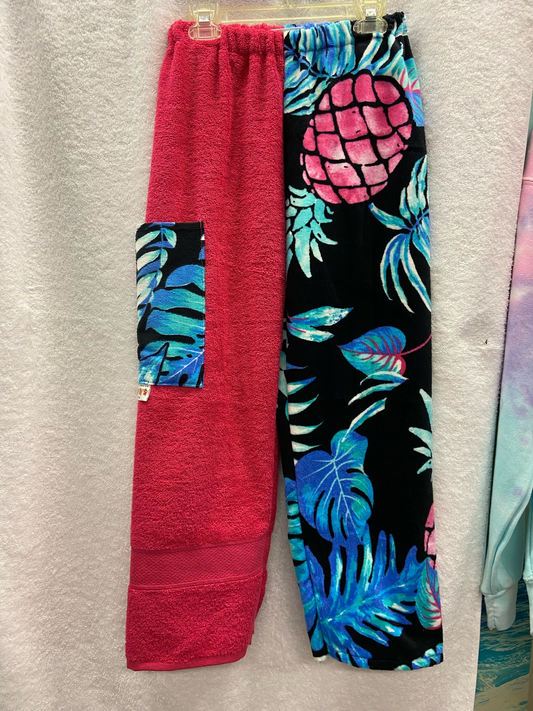 Small Pineapple Hot Pink Towel Pants