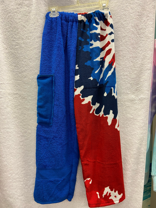 Medium Tie Dye Royal red white blue Towel Pants