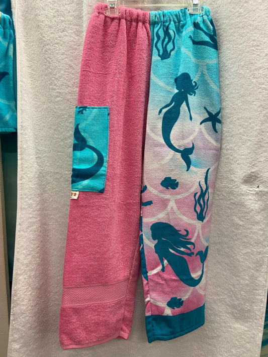 Large Mermaid Pink Towel Pants