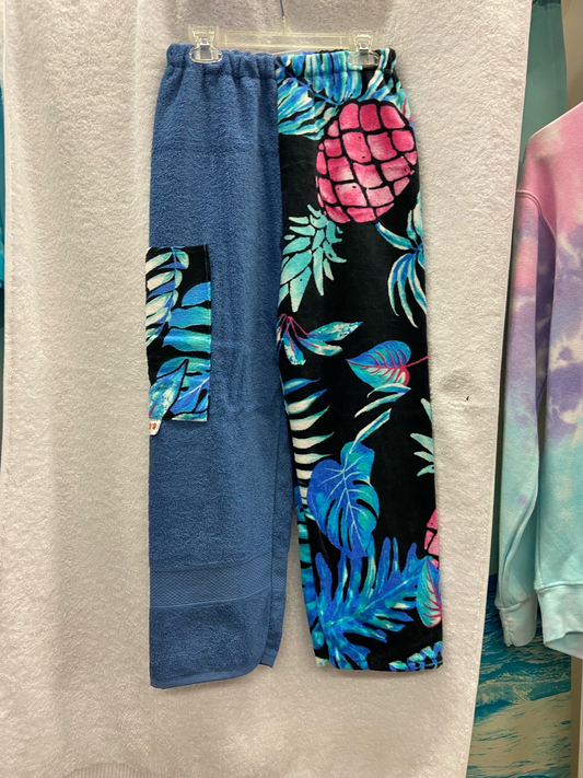 Large Pineapple Blue Towel Pants