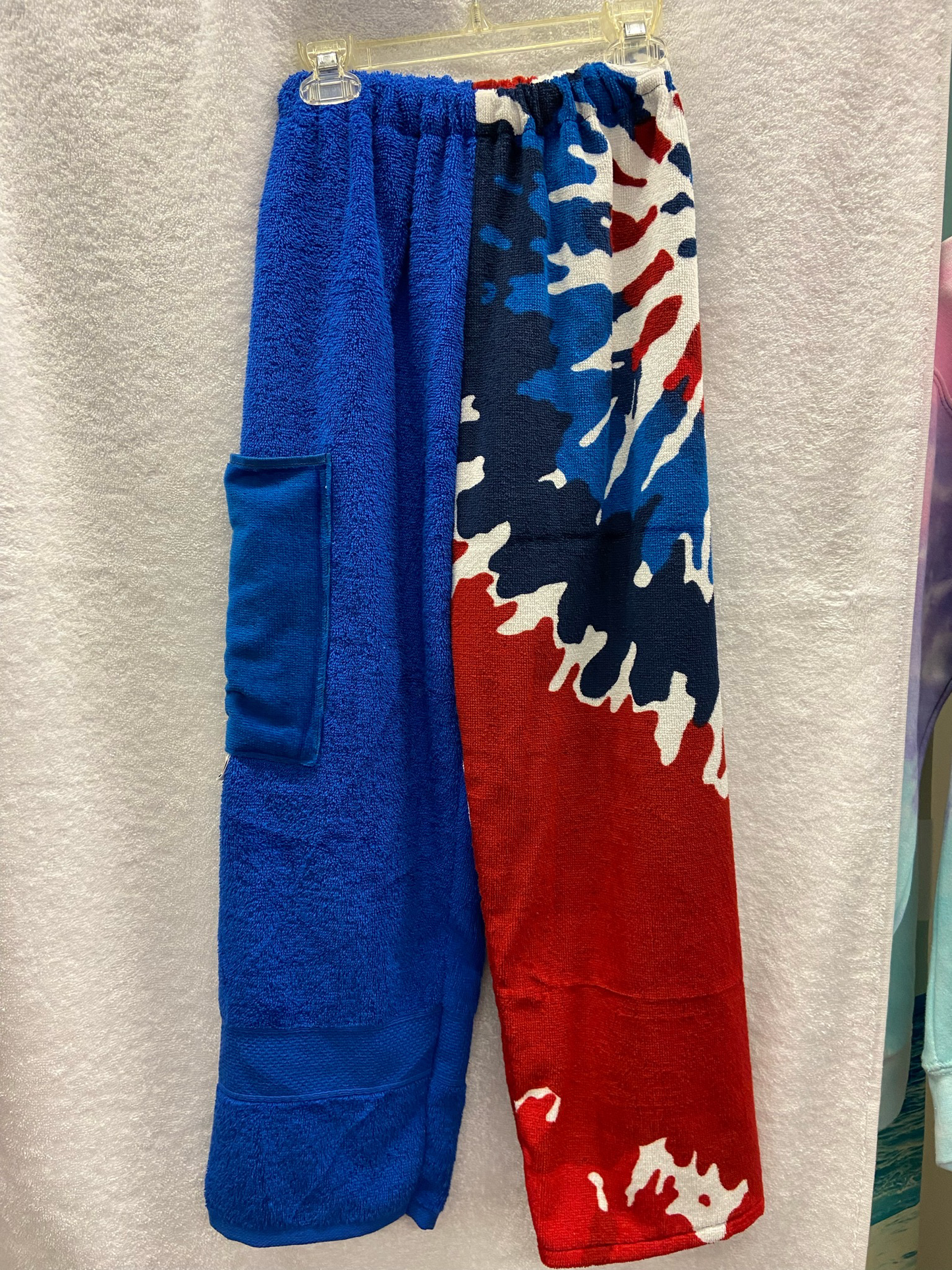 XL Tie Dye Royal red white blue Towel Pants